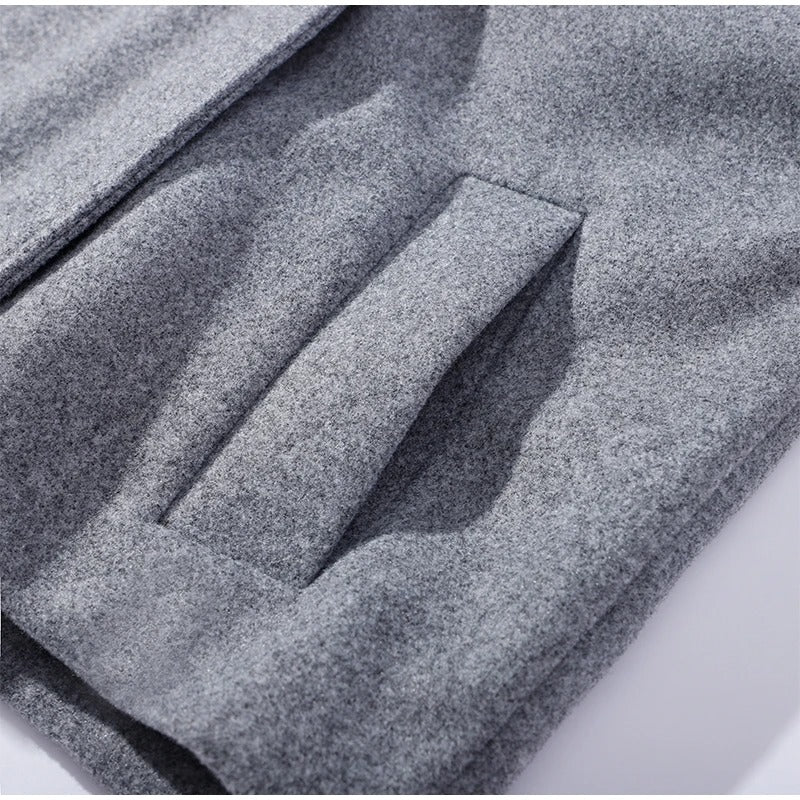 Women's Double Button High-Collar Wool Blend Coat